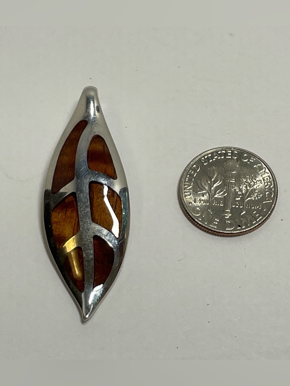 Handmade HAWAIIAN Maile Leaf Pendant 925 STERLING SILVER, 7.22g